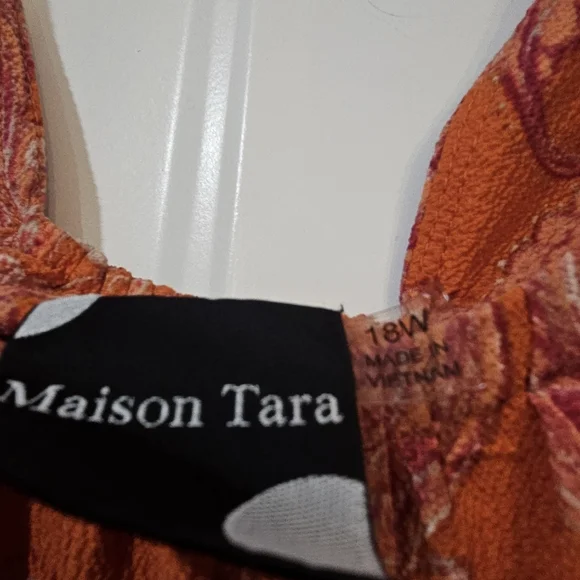 Maison TaraFloral Orange and Pink Maxi Dress Size 18w Maxi Ocean Tiered Beach - Picture 8 of 13
